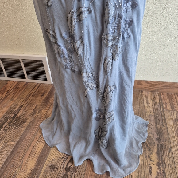 Sue Wong Nocturne Silk Y2K Beaded Embroidered Maxi Dress Size 14 FLAWS - Picture 10 of 16